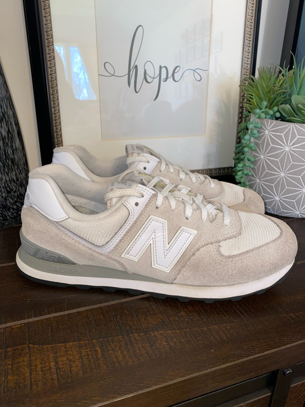 New Balance 574 Suede Mesh Casual Running Sneakers Size 11 Nimbus Cloud